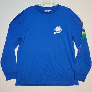 Guess Shirt Mens Large Blue J Balvin Crew Neck Long Sleeve Casual NWOT